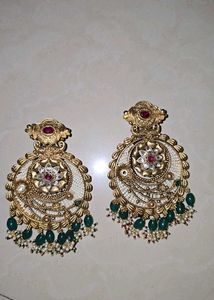 Elegant Ethnic Earrings with Pink Stones