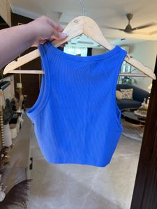 Blue Cropped Ribbed Tank Top NEVER WORN