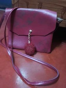 Charming Maroon Faux Leather Crossbody Bag