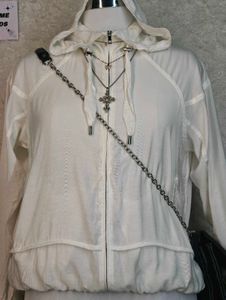White Hooded Zip-Up Jacket
