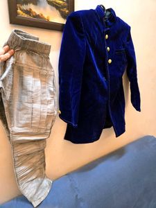 Kids Velvet Jodhpuri suit with dhoti pant