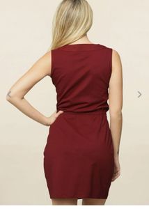 Maroon Sleeveless Casual Dress