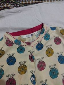 Cream Kurta with Beetle Print