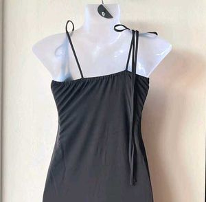 Elegant Black Maxi Slip Dress(XXL)