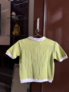 Lime Green Collered Tshirt Top