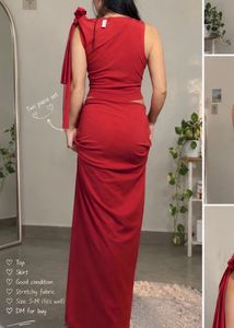 Red Co-ord Set - Crop Top &amp; Maxi Skirt