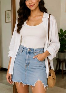 Distressed Denim Mini Skirt