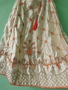 Silk Lahnga In Zari Work For Girls