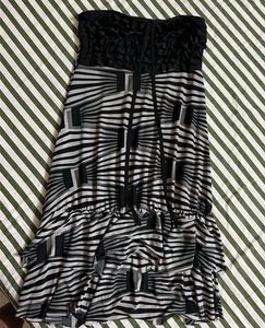 Strapless Black &amp; White Pattern Dress