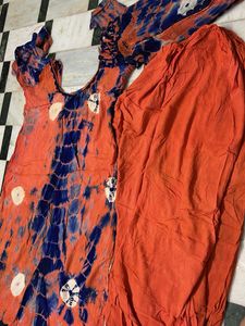 Tie-Dye Orange &amp; Blue Kurta Set