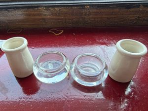 Set of 2 Vintage Ceramic &amp; Glass Vases