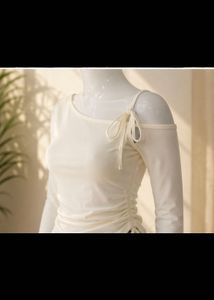 Chic White Ruched Cold-Shoulder Top