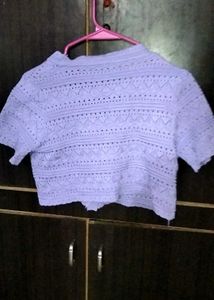 Chic Lilac Crochet Knit Top