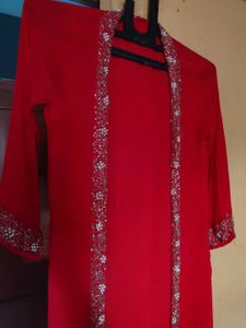 Red Embroidered Shrug