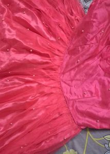 Stunning Red Gown with Floral Hem
