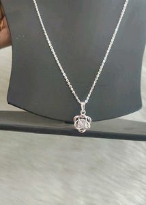 92.5 Rhodium Silver Necklace With Earrings