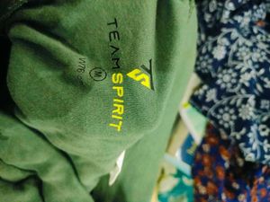 a green track pant