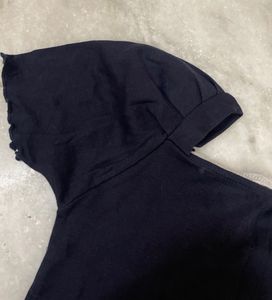 Navy Blue Puff Sleeve Top
