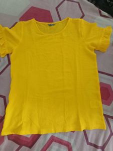 Bright Yellow Ruffled Sleeve Top