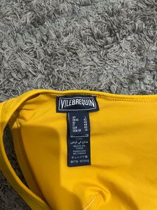 Yellow Halter Bikini Set with Buckle Closure