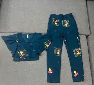 Embroidered Teal Co-ord Set