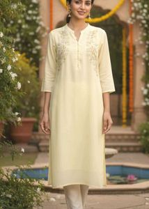 Embroidered Pale Yellow Kurti🆕✨🤗