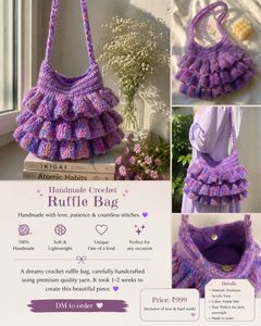 Handmade Crochet Ruffle Bag