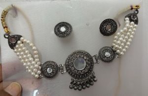 Boho Pearl Choker Necklace &amp; Earring Set