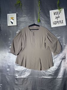 Chic Grey Balloon Sleeve Top