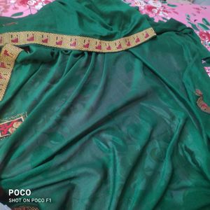 Beautiful Emerald Green Saree without blouse