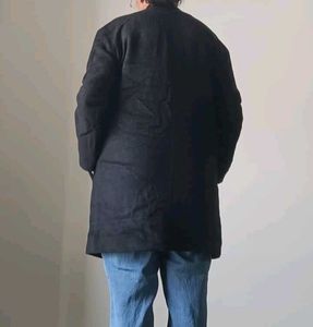 Black Wool Blend Overcoat