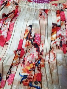 Floral Print Pleated ethnic long skirt