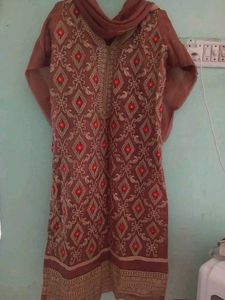 Embroidered Kurta Set with Dupatta and Salwar