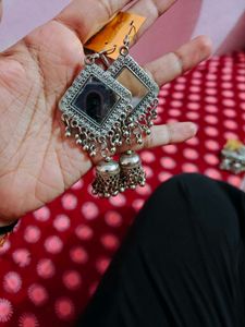 Stylish Mirror Work Jhumka Earrings