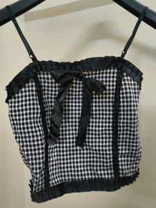 Gingham Smocked Crop Top
