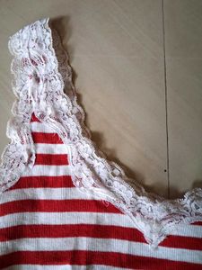 striped lacey cami/tank top