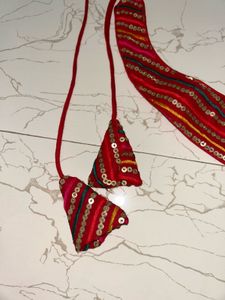 Red Sequin Halter Neck Blouse (S)