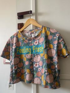 Ginger Cute Fruit Print "Feeling Fresh" Crop Top