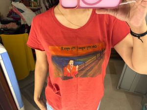 Red T-Shirt Graphic hand painted