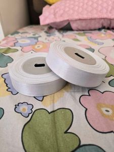 White Satin ribbon Pack of 2