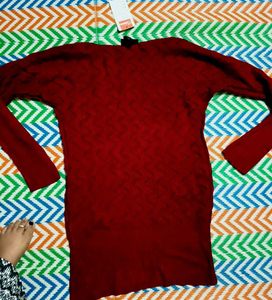 maroon Knit long Sweater