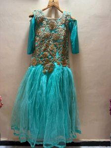 Exquisite Teal &amp; Gold full lenght Gown