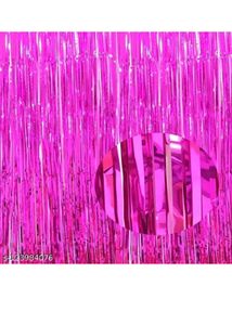 Pink Foil Fringe Curtain 3x6-pack Of 2