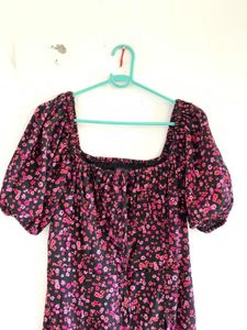 black and pink floral dress