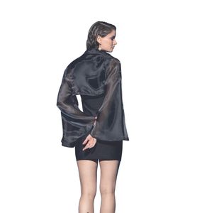 Black Sheer Organza Balloon Shrug