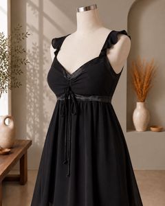 Chic Black Mini Dress with Ruffle Straps