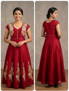 Heavy Zari Embroidery Silk Gown L Size