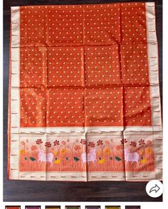 Orange dupatta  with White Polka Dots