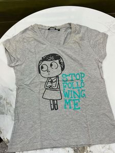 Grey Graphic Tee - 'Stop Following Me'