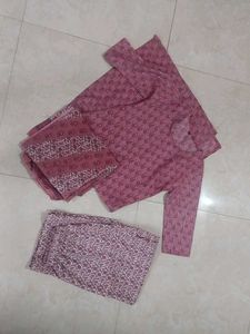 Ethnic Kurta Set - Pink Floral Print